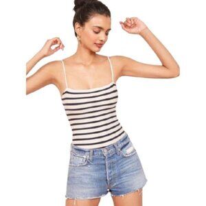 Reformation Crystal Striped Ribbed Knit Bodysuit